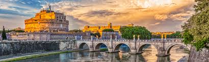 Castel Sant'Angelo dall'alto al tramonto